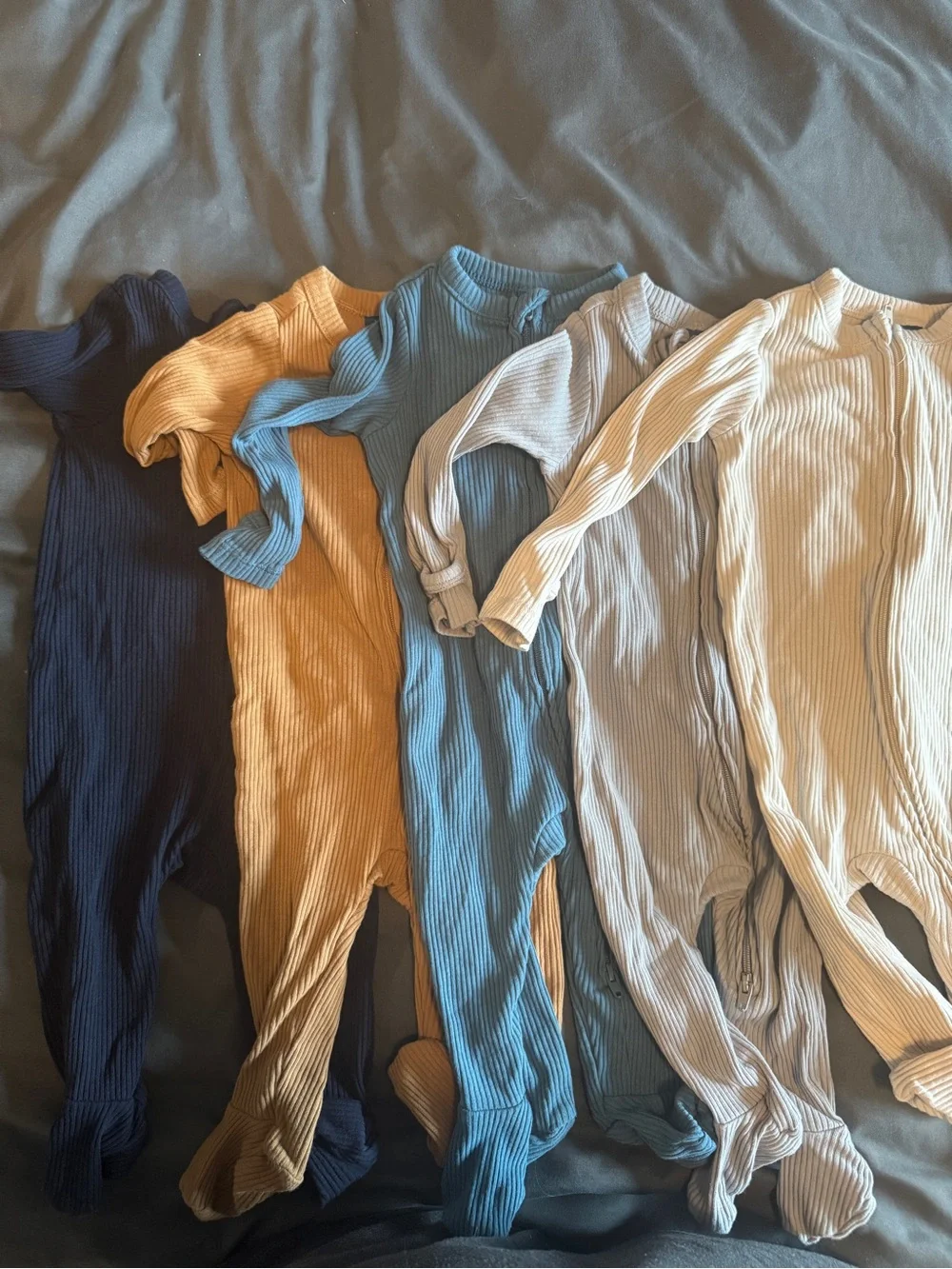 Old Navy Ribbed Footed One-Piece Pack - Navy, Mustard, Blue, Gray, Cream